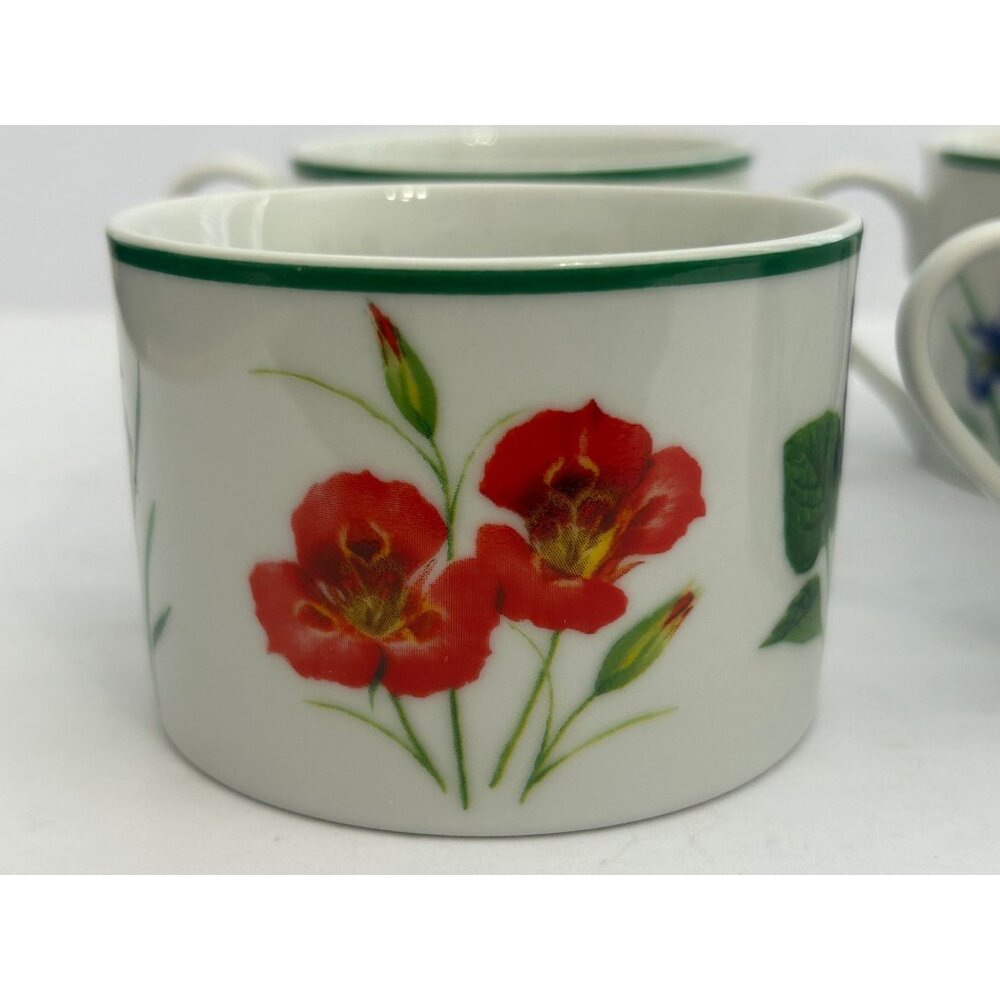 4 National Wildlife Federation Floral Coffee Tea Mugs Orchid Violets Poppy Iris - Picture 10 of 12